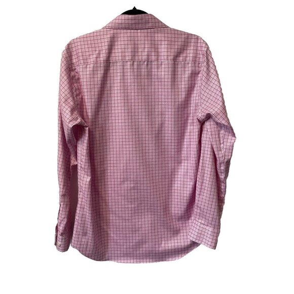 EGARA BUTTON UP SHIRT MENS M SLIM FIT NON IRON CASUAL DRESS CHECK CONTRAST CUFF - Picture 2 of 11